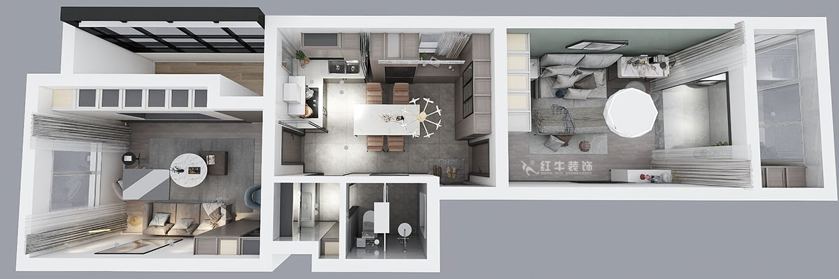 顧娟｜衛(wèi)崗26號3-110-65㎡-現代風格｜3室2廳1衛(wèi)｜舊房裝修｜定制家￥86600｜全包12