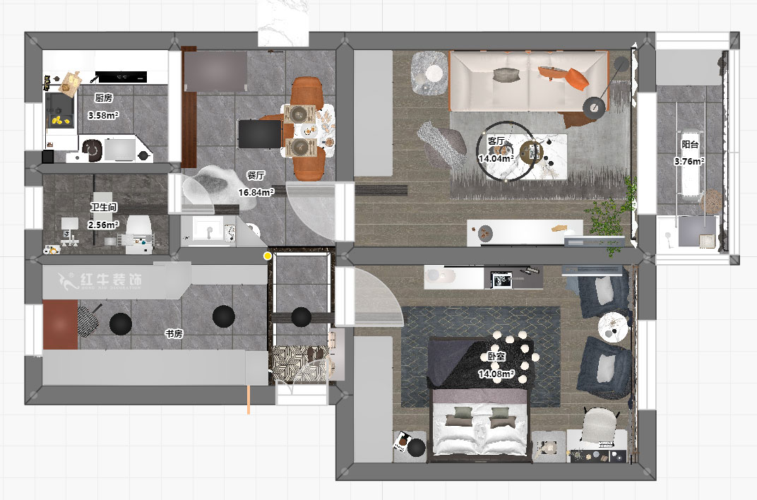 孟憲濤｜陳家牌坊2-404-74㎡-簡(jiǎn)約風(fēng)格｜3室1廳1衛(wèi)｜新房裝修｜定制家｜全包12萬(wàn)｜00_03平面彩圖