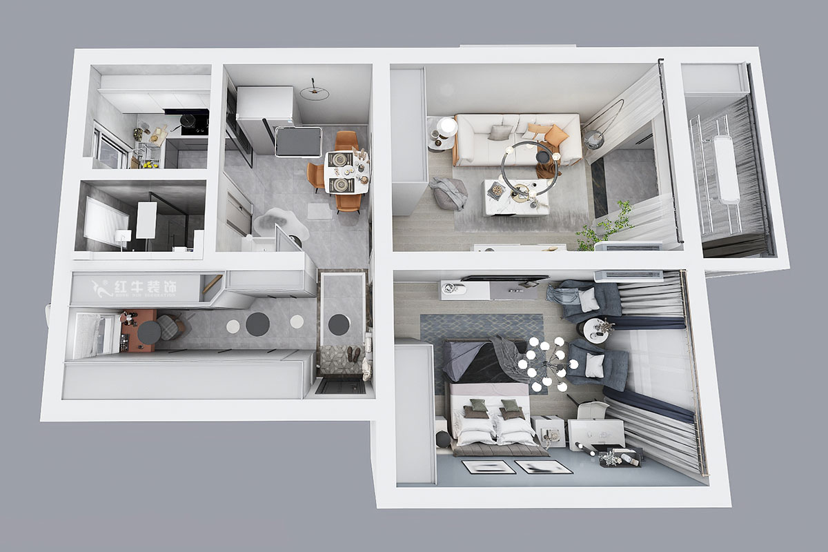 孟憲濤｜陳家牌坊2-404-74㎡-簡(jiǎn)約風(fēng)格｜3室1廳1衛(wèi)｜新房裝修｜定制家｜全包12萬(wàn)｜00_04鳥瞰圖