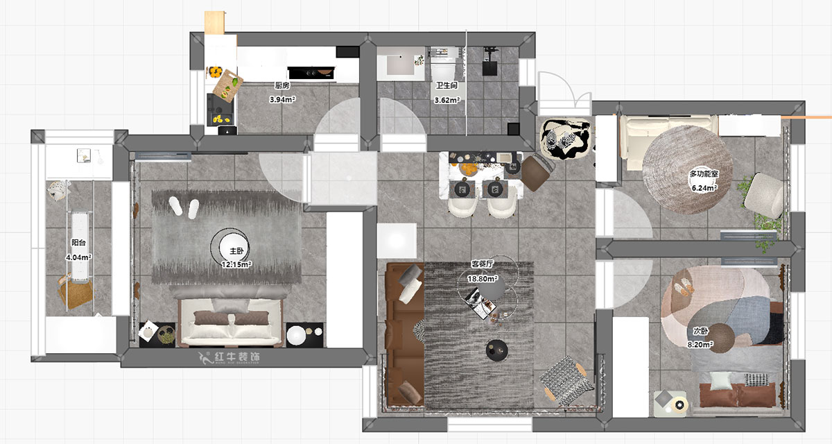 劉萍萍｜秦虹小區(qū)鶯虹苑12-56-701-78㎡-簡歐風(fēng)格｜3室2廳1衛(wèi)｜老房裝修｜定制家｜全包12萬｜00_04平面彩圖
