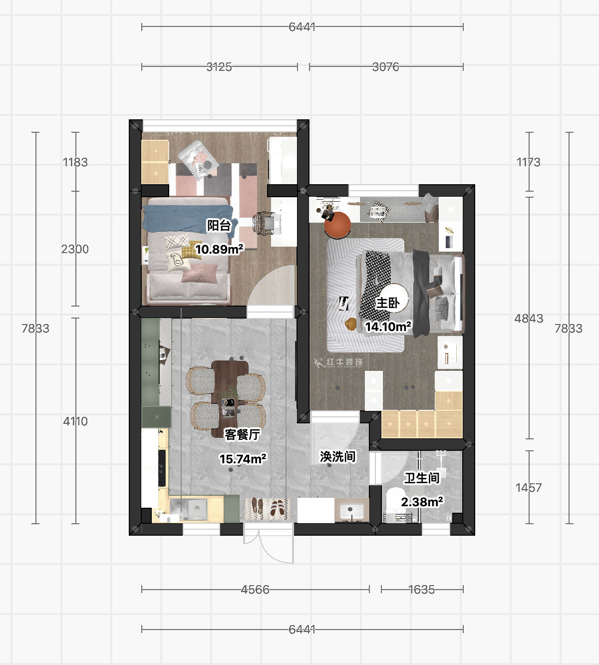 顧娟｜琵琶小區(qū)長(zhǎng)生祠2-602-60㎡-現(xiàn)代簡(jiǎn)約風(fēng)格｜2室2廳1衛(wèi)｜舊房裝修｜定制家｜全包10