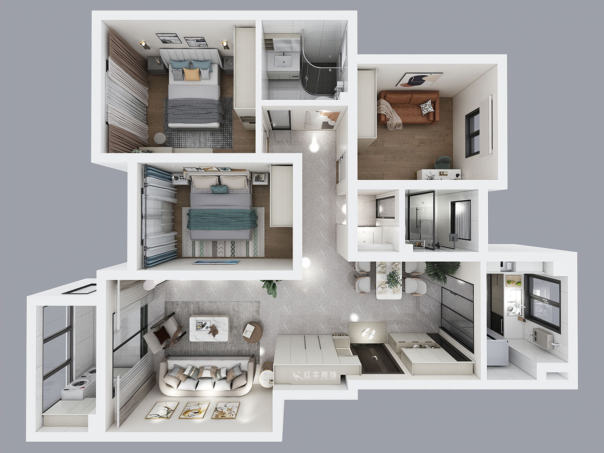 魏明花｜林景熙園4-302-117㎡-現(xiàn)代簡約風(fēng)格｜3室2廳2衛(wèi)｜毛坯房裝修｜定制家｜全包16