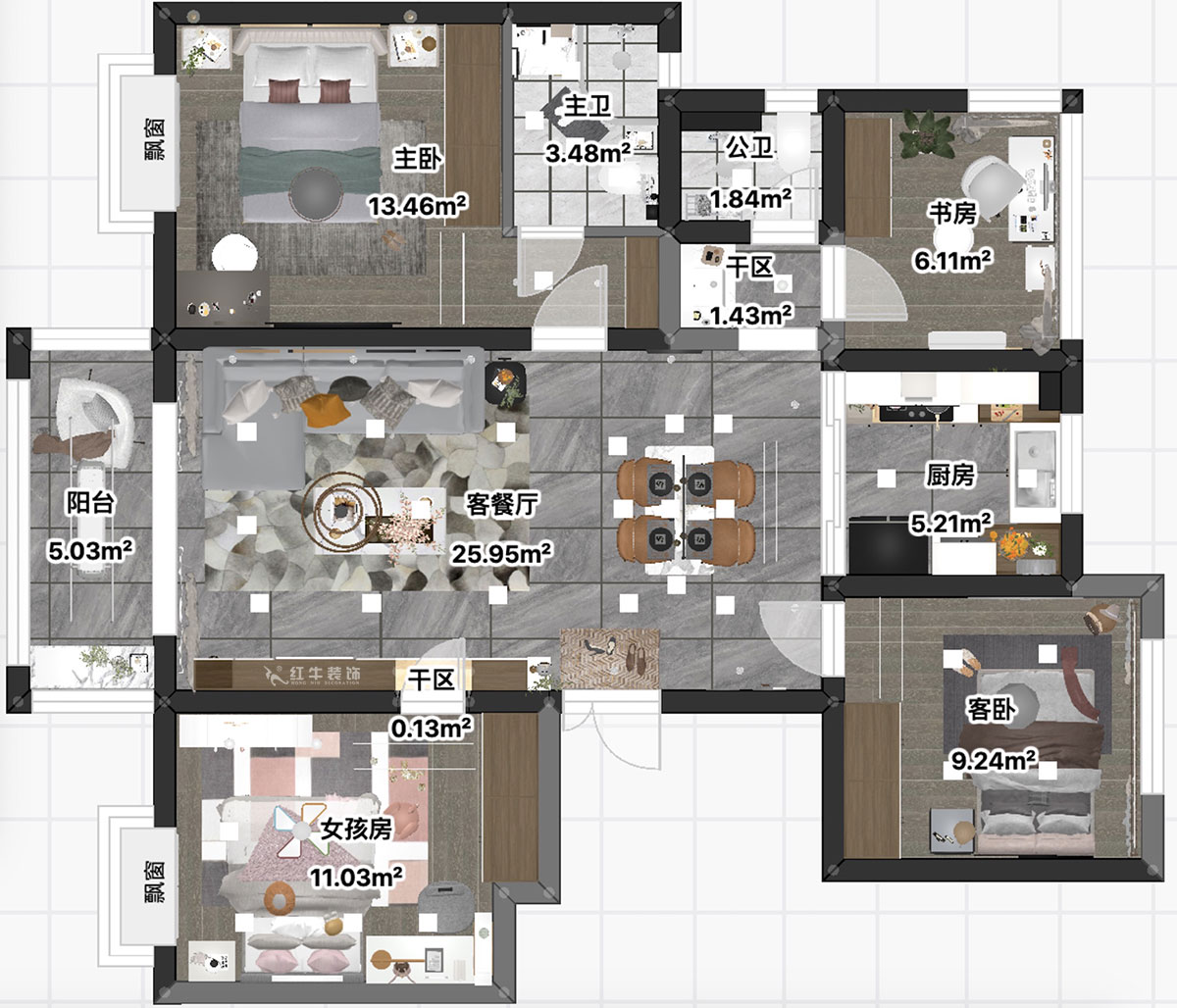 吳波｜紅豆香江華庭3-802-105㎡-現(xiàn)代風(fēng)格｜4室2廳2衛(wèi)｜新房裝修｜定制家｜全包13