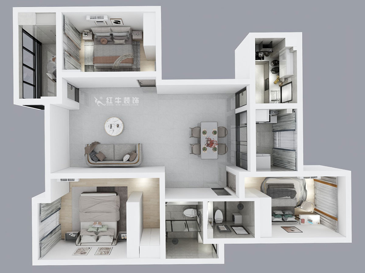 蔣?。泻Ｈ{麗舍東苑1-1003-135㎡-現(xiàn)代簡約風格｜3室2廳2衛(wèi)｜老房裝修｜定制家｜全包20萬｜00_04鳥瞰圖