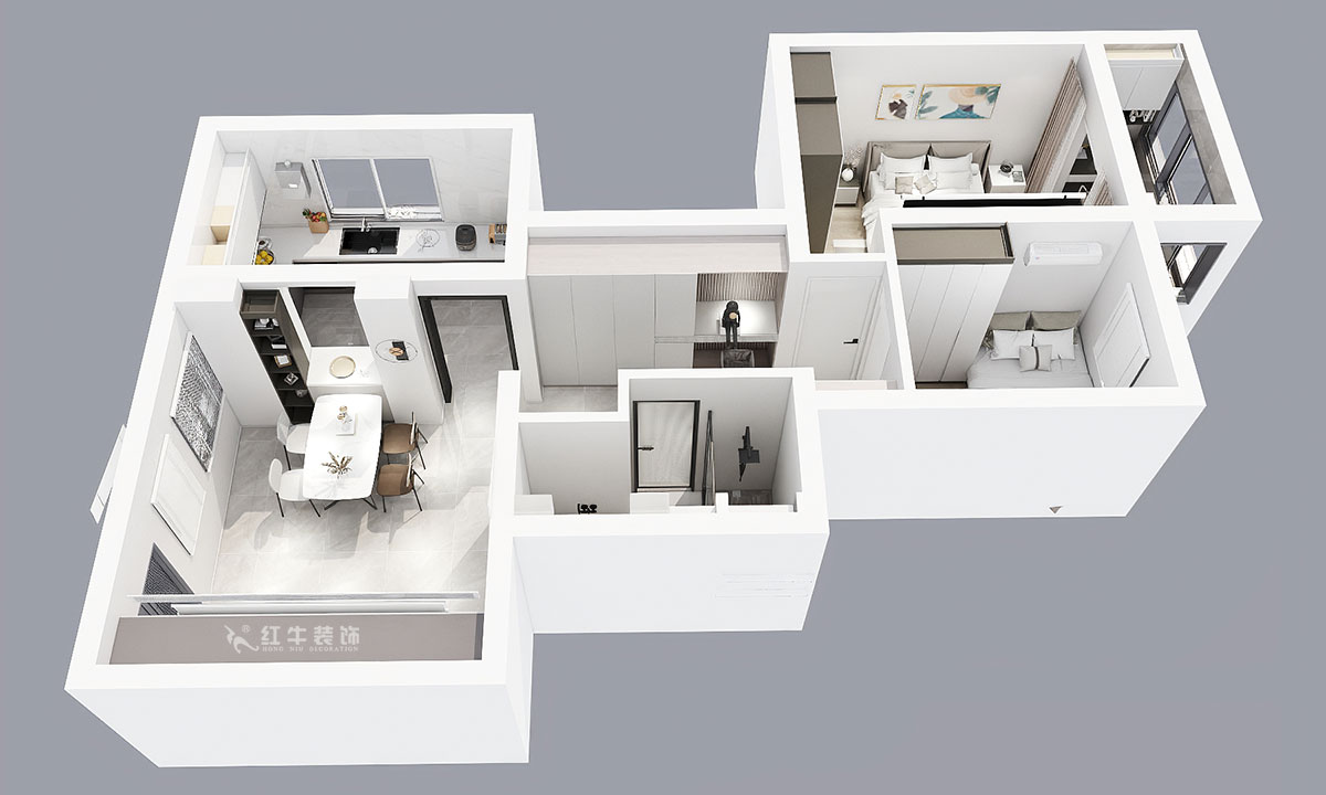 蔣?。A保新寓7-912-85㎡-簡(jiǎn)約風(fēng)格｜2室1廳1衛(wèi)｜老房裝修｜定制家｜全包12萬(wàn)｜00_04鳥(niǎo)瞰圖
