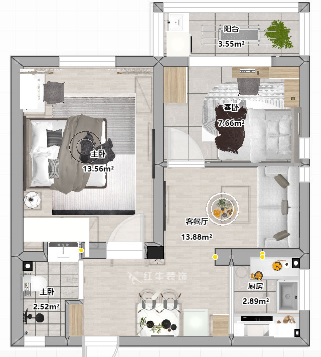 賈庭｜絨莊新村6-5-511-52㎡-現(xiàn)代風格｜2室1廳1廚1衛(wèi)｜老房裝修｜定制家｜全包8