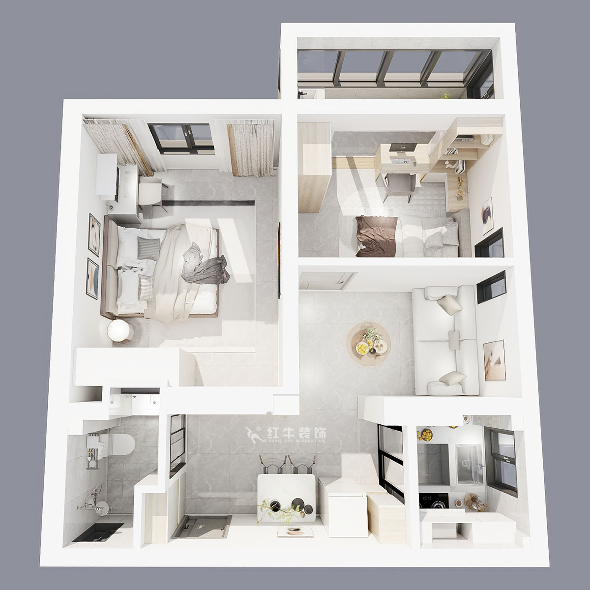 賈庭｜絨莊新村6-5-511-52㎡-現(xiàn)代風格｜2室1廳1廚1衛(wèi)｜老房裝修｜定制家｜全包8