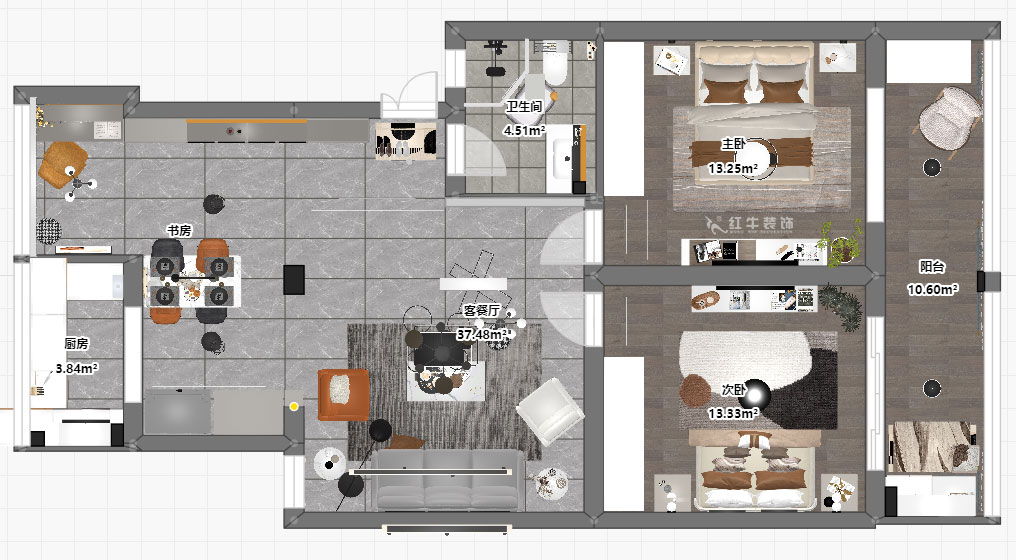 孟憲濤｜估衣廊18-3-305-100㎡-簡約風(fēng)格｜3室2廳1衛(wèi)｜老房裝修｜定制家｜全包14萬｜00_03平面彩圖