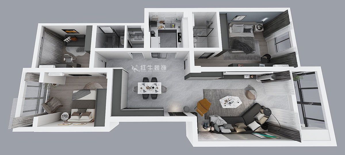 吳波｜翠屏國際15-1-502-128㎡-現(xiàn)代風格｜3室2廳2衛(wèi)｜老房裝修｜定制家｜全包14