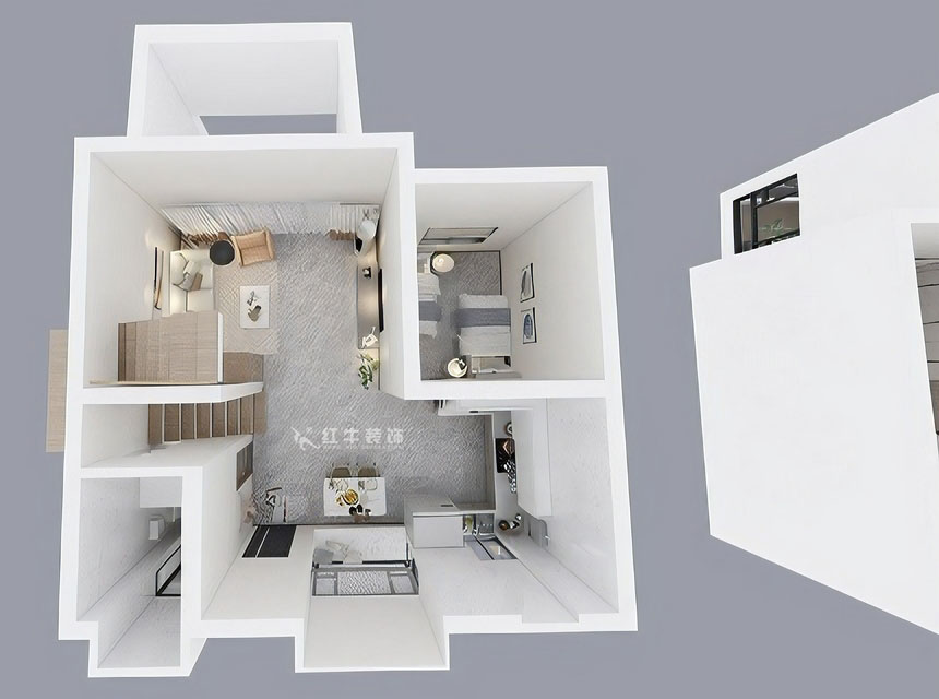 孟憲濤｜養(yǎng)龍山莊D-11B-120㎡-現(xiàn)代簡(jiǎn)約風(fēng)格｜3室2廳2衛(wèi)｜老房裝修｜定制家｜全包14萬(wàn)｜00_06一樓鳥瞰