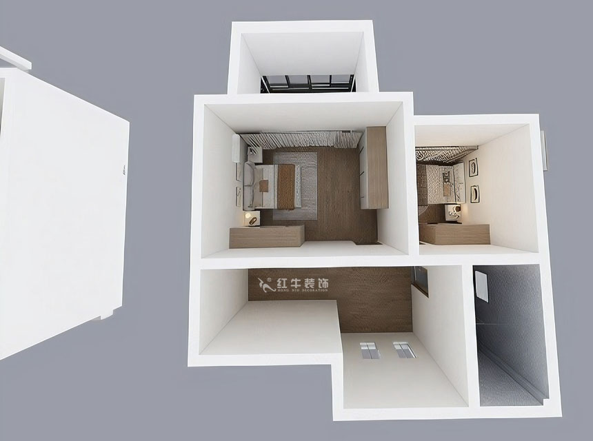 孟憲濤｜養(yǎng)龍山莊D-11B-120㎡-現(xiàn)代簡(jiǎn)約風(fēng)格｜3室2廳2衛(wèi)｜老房裝修｜定制家｜全包14萬(wàn)｜00_07二樓鳥瞰