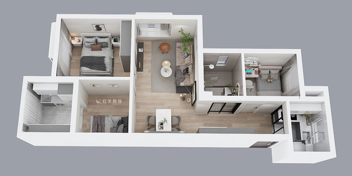 劉曉芳｜樂業(yè)西苑1-2306-86㎡-現(xiàn)代輕奢風格｜3室2廳1衛(wèi)｜毛坯房裝修｜定制家｜全包9