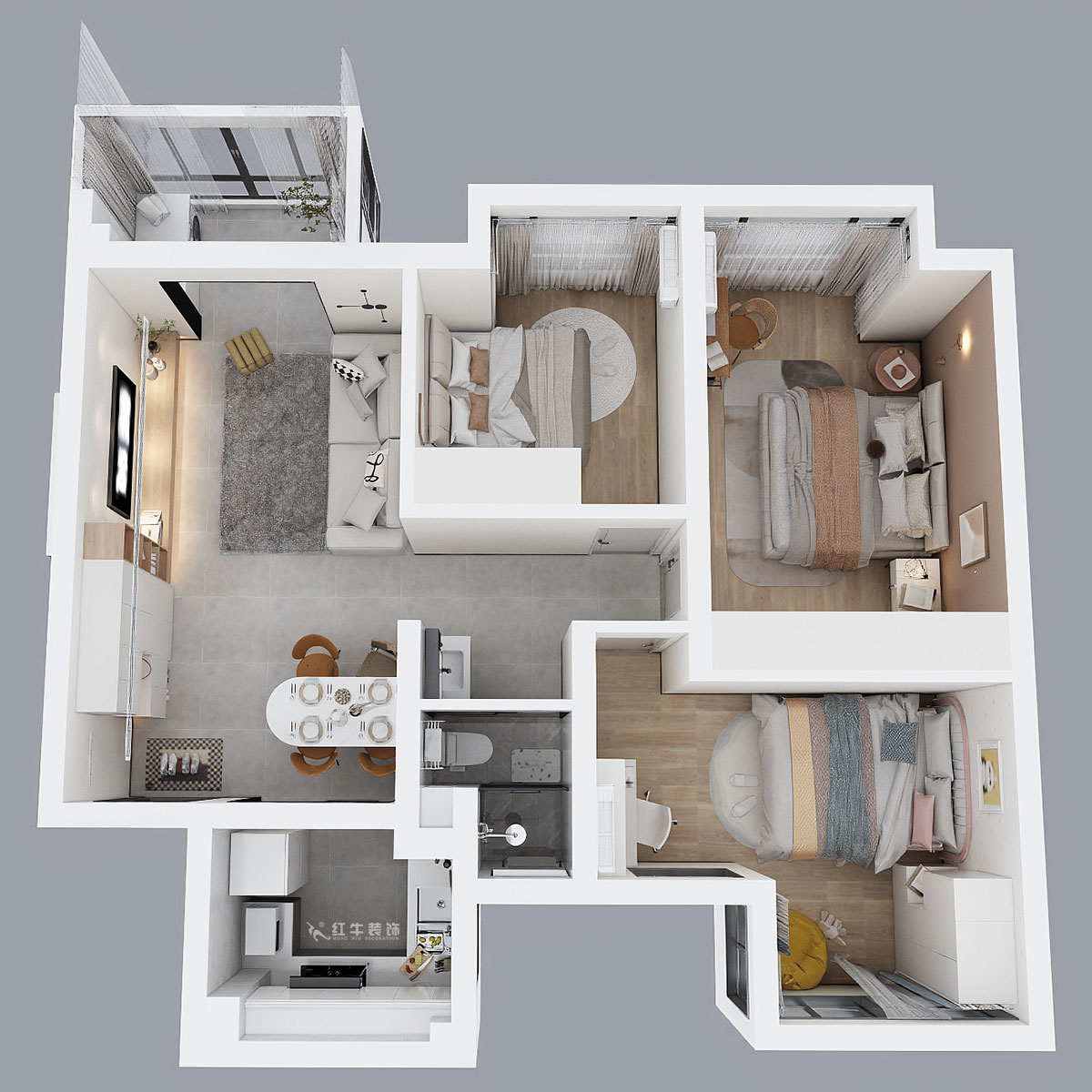 吳波｜花漾紫郡13-1102-95㎡-現代簡約風格｜3室2廳1衛(wèi)｜新房裝修｜定制家｜全包12