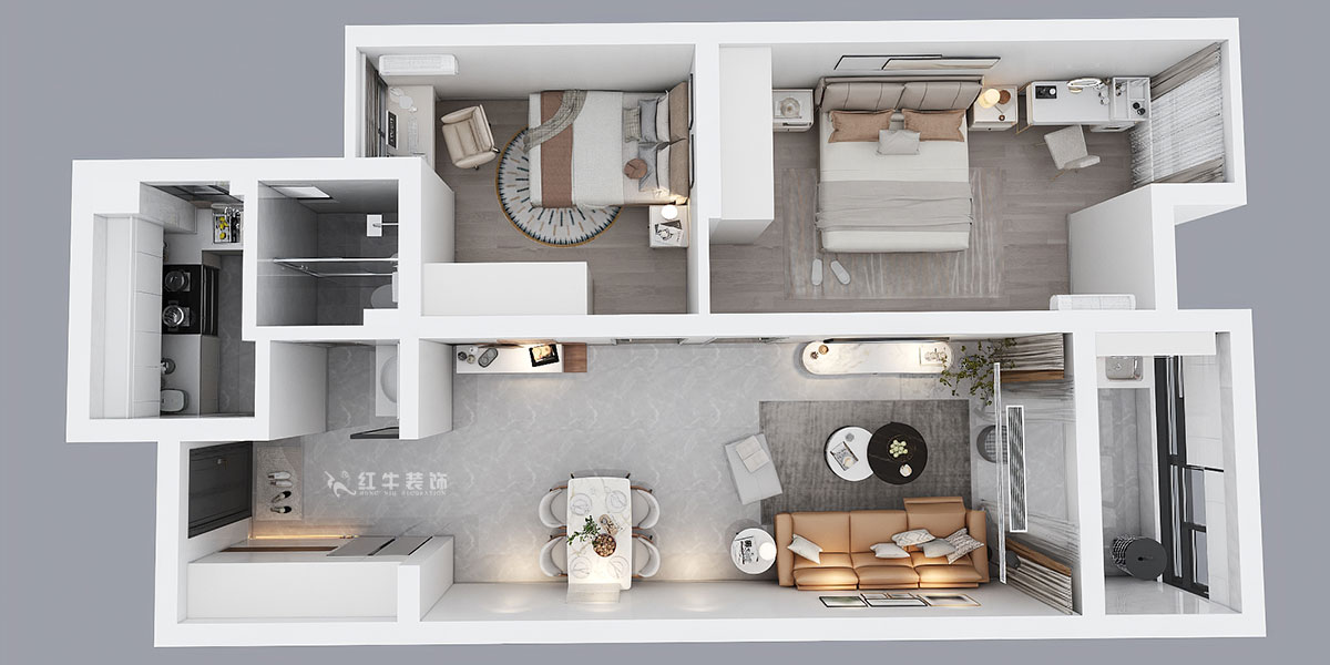 孟憲濤｜紫楊佳園2-505-85㎡-現(xiàn)代簡約風(fēng)格｜2室2廳1衛(wèi)｜老房裝修｜定制家｜全包12萬｜00_04鳥瞰圖