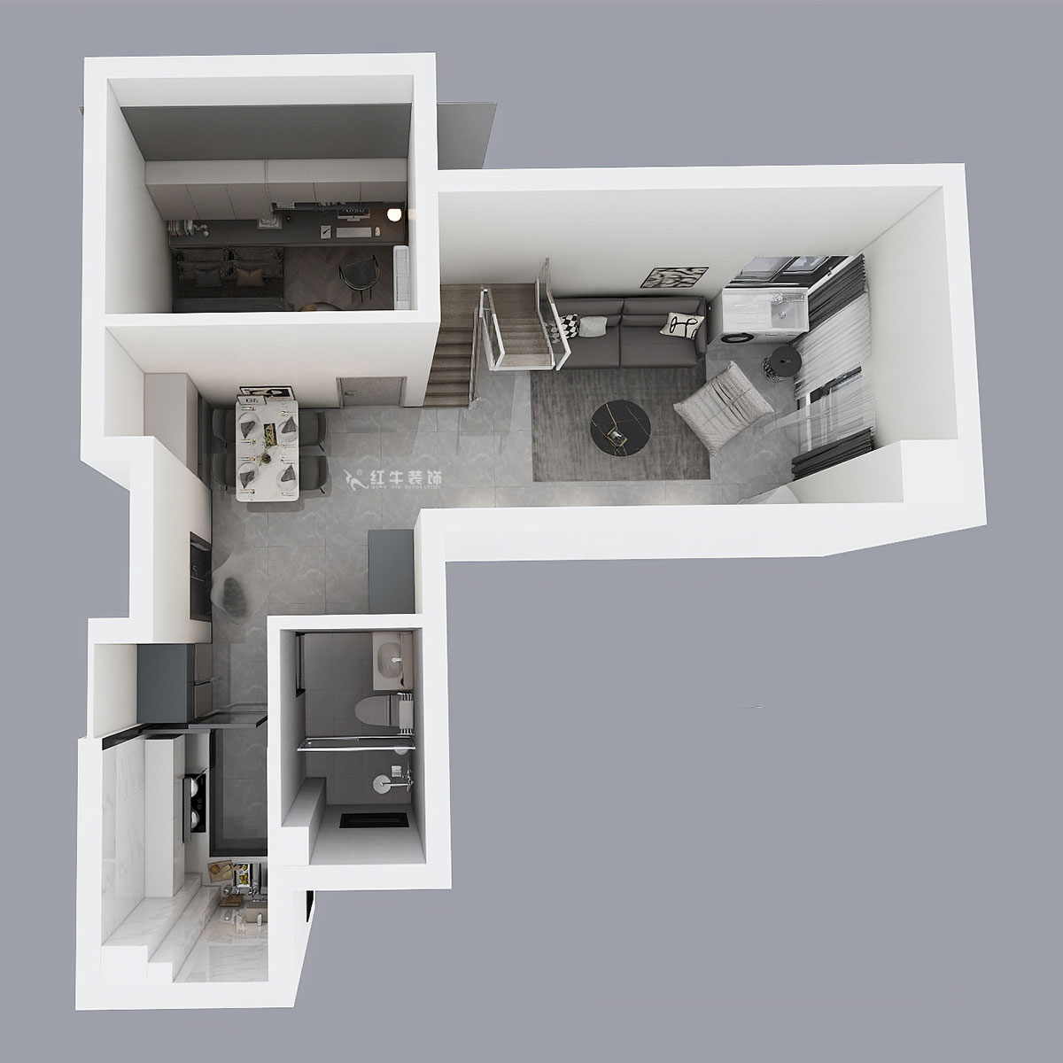 蔣琛｜弘陽時光里7-2-506-75㎡-現(xiàn)代簡約風格｜2室2廳1衛(wèi)｜新房裝修｜定制家｜全包11萬｜00_06鳥瞰圖