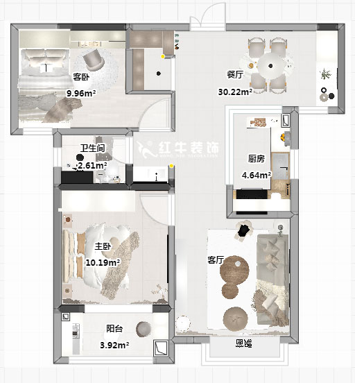 蔣?。o雅嘉園二期4-602-80㎡-現(xiàn)代簡(jiǎn)約風(fēng)格｜2室2廳1衛(wèi)｜新房裝修｜定制家｜全包12萬(wàn)｜00_03平面彩圖
