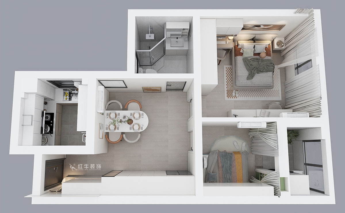 賈庭｜麒麟晨光苑5-2-1404-60㎡-現(xiàn)代風(fēng)格｜2室1廳1廚1衛(wèi)｜老房裝修｜定制家｜全包8