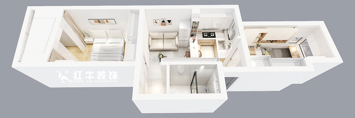 張智猿｜景明佳園拾景苑1-1-402-50㎡-現(xiàn)代風格｜2室1廳1衛(wèi)｜老房裝修｜定制家｜全包12萬｜00_05鳥瞰圖