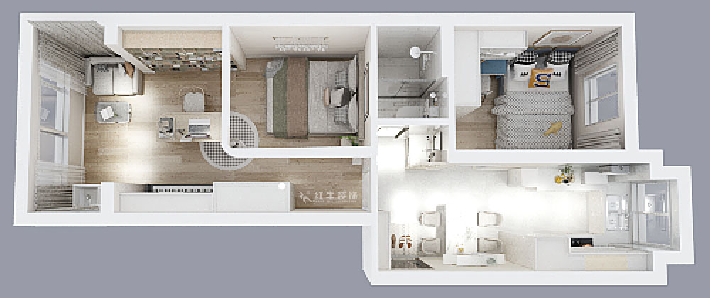 顧娟｜寧海路201號1-507-60㎡-現(xiàn)代簡約風格｜2室2廳1衛(wèi)｜舊房裝修｜定制家｜全包11