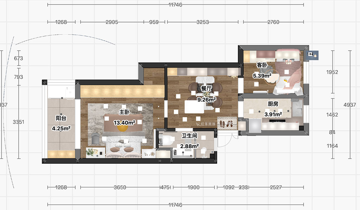 顧娟｜御河新村10-505-60㎡-現(xiàn)代簡約風(fēng)格｜2室2廳1衛(wèi)｜舊房裝修｜定制家｜全包11