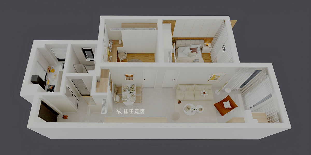 劉曉芳｜觀(guān)泓雅苑A區(qū)7-5-909-82㎡-原木奶油風(fēng)｜2室2廳1衛(wèi)｜新房裝修｜定制家｜全包11