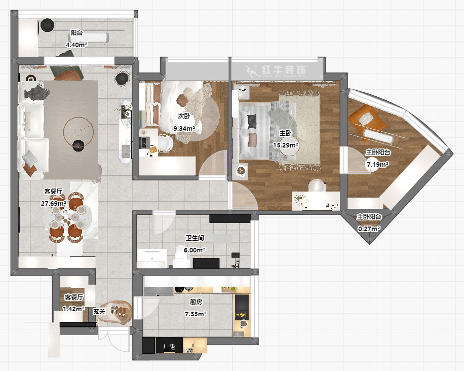 劉萍萍｜星雨華府26-1803-94㎡-簡約風格｜3室2廳1衛(wèi)｜老房裝修｜定制家｜全包12