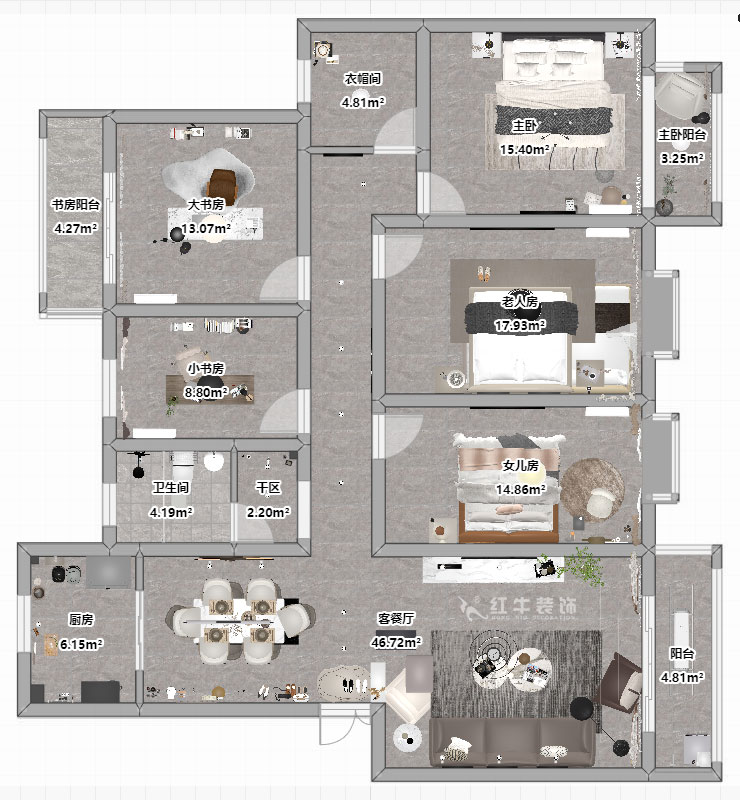 劉小勇｜翠屏東南18-601-180㎡-現(xiàn)代簡(jiǎn)約風(fēng)格｜5室2廳2衛(wèi)｜新房裝修｜定制家｜全包21