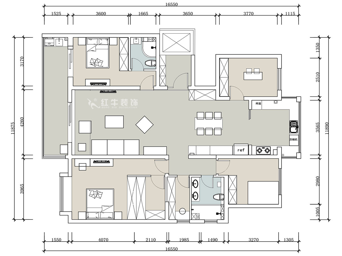 【實(shí)景案例】蔣?。幸卞\繡華府中苑-180㎡-新中式風(fēng)格｜5室2廳2衛(wèi)｜新房裝修｜定制家｜全包28萬｜00_01平面布置圖