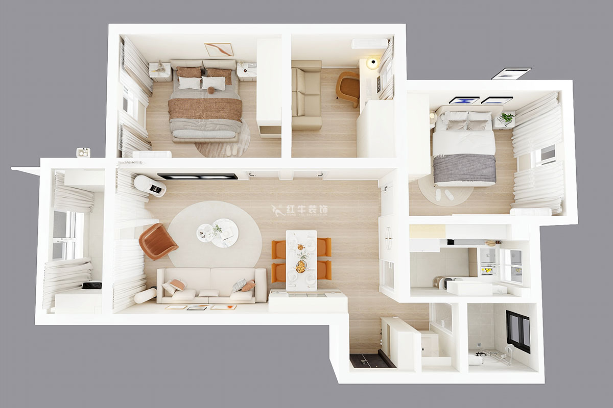 朱明琪｜春江新城新河苑一期8-3-510-94㎡-現(xiàn)代風(fēng)格｜3室2廳1衛(wèi)｜老房改造｜定制家｜全包12萬｜00_04鳥瞰圖