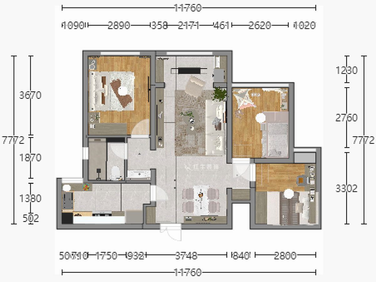 陸利民｜保利國際社區(qū)2-1-2402-89㎡-現(xiàn)代風格｜3室2廳1衛(wèi)｜新房裝修｜定制家｜全包13