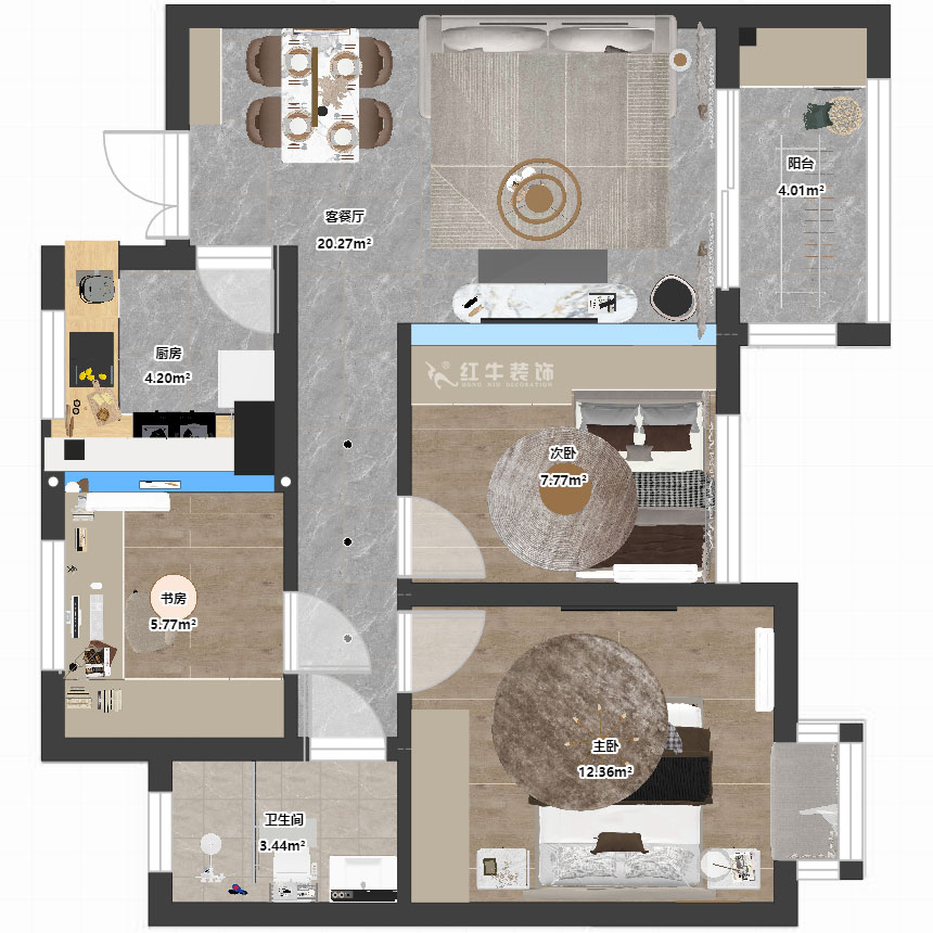 朱彥｜江楓苑南苑1-1-1302-85㎡-現(xiàn)代簡(jiǎn)約風(fēng)格｜3室2廳1衛(wèi)｜新房裝修｜定制家｜全包10萬(wàn)｜00_03平面彩圖
