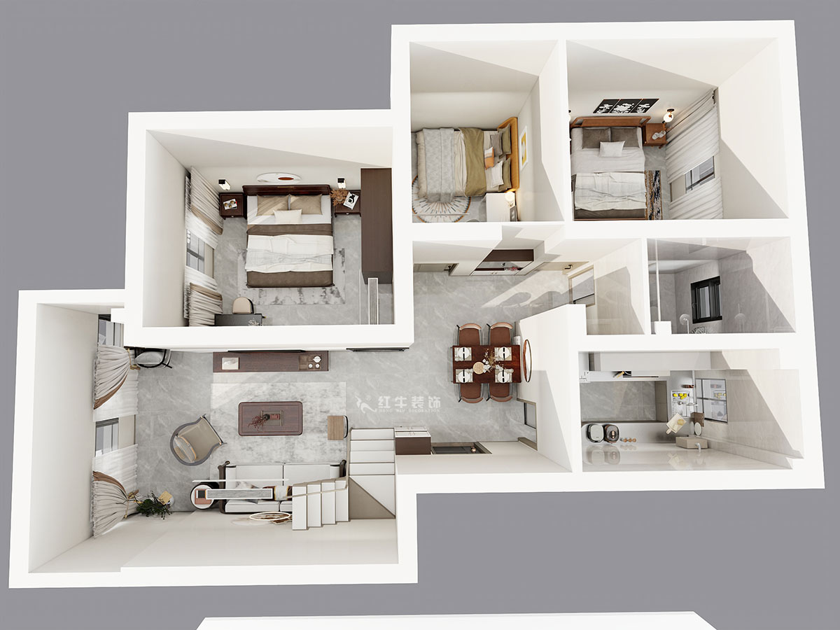 孟憲濤｜攝山星城步青苑18-2-604-120㎡-現(xiàn)代簡(jiǎn)約風(fēng)格｜4室2廳2衛(wèi)｜毛坯房裝修｜定制家｜全包16萬(wàn)｜00_07鳥瞰圖