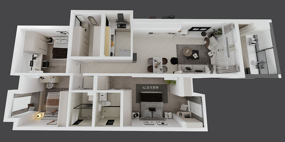蔣?。袞|花園39-210-140㎡-現(xiàn)代簡(jiǎn)約風(fēng)格｜4室2廳2衛(wèi)｜新房裝修｜定制家｜全包17萬(wàn)｜00_04鳥(niǎo)瞰圖