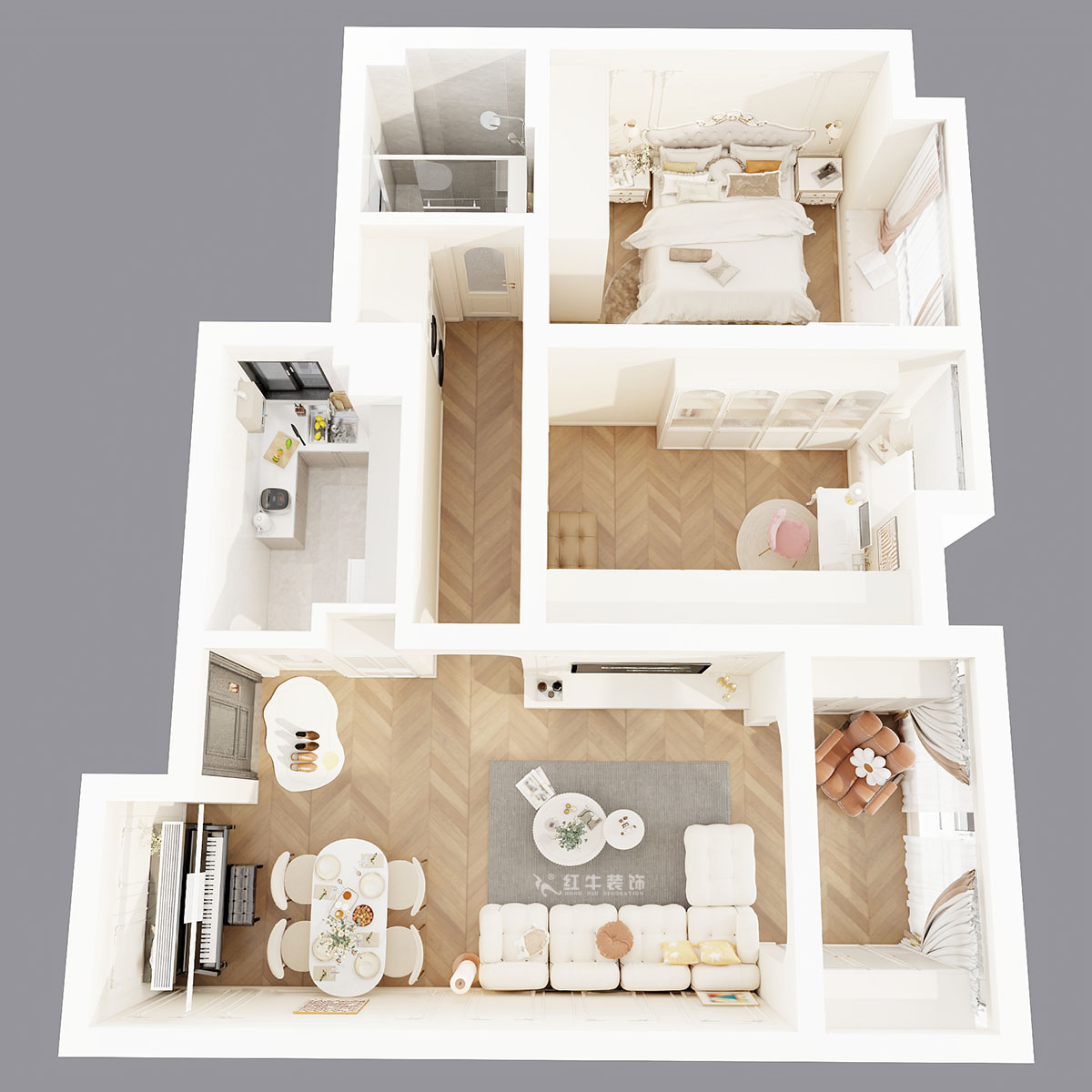 顧娟｜北外灘水城16街區(qū)11-903-80㎡-簡(jiǎn)歐風(fēng)格｜2室2廳1衛(wèi)｜新房裝修｜定制家｜全包12