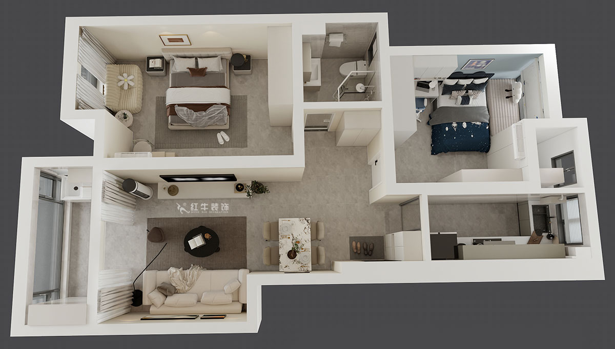 賈庭｜萬(wàn)達(dá)紫金明珠20-3-606-86㎡-現(xiàn)代風(fēng)格｜2室2廳1廚1衛(wèi)｜老房裝修｜定制家｜全包11