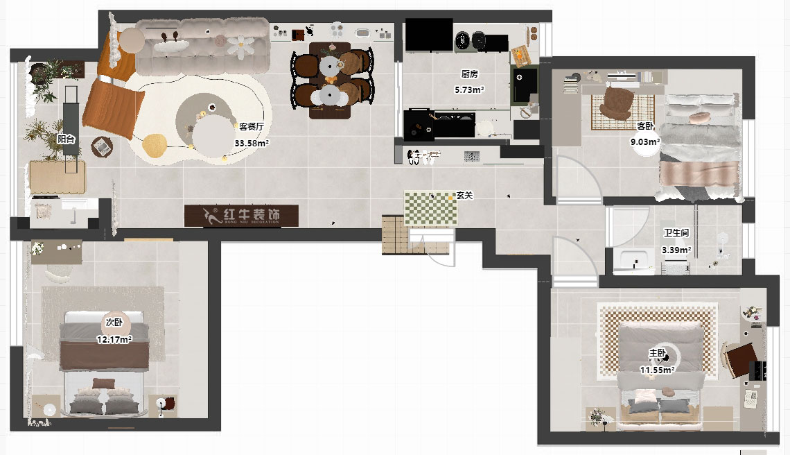 劉小勇｜翠屏誠園26-1002-95㎡-現代簡約風格｜3室2廳1衛(wèi)｜老房裝修｜定制家｜全包12