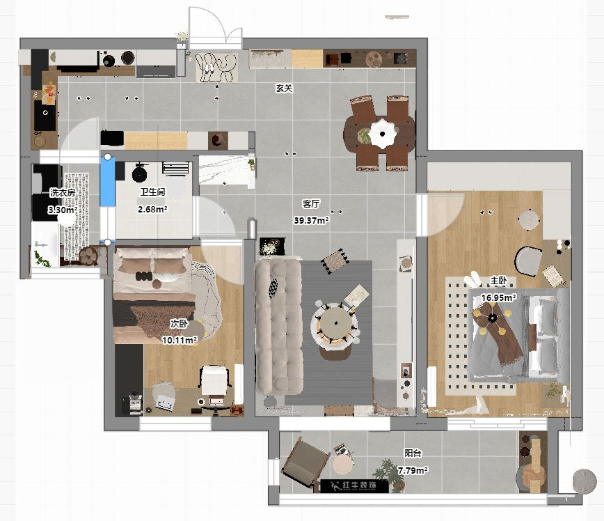 劉萍萍｜麒麟山莊27-502-103㎡-現(xiàn)代簡約風格｜2室2廳1衛(wèi)｜老房裝修｜定制家｜全包14