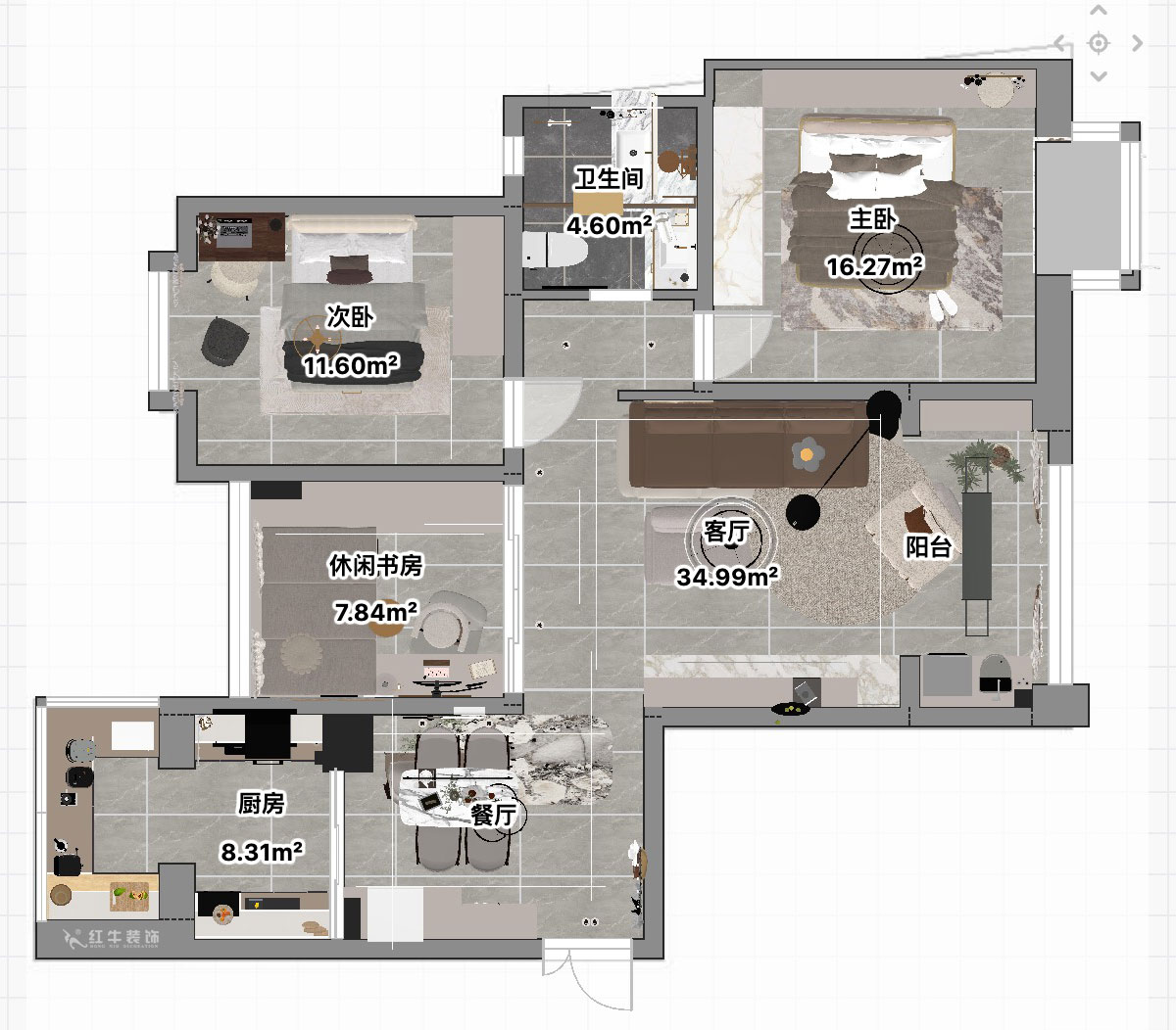 吳波｜金陵灣6-3-1901-120㎡-現(xiàn)代簡(jiǎn)約風(fēng)格｜3室2廳1衛(wèi)｜新房裝修｜定制家｜全包15萬｜00_04平面彩圖