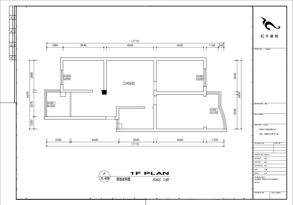 劉小勇｜金信花園12-37-401-105㎡-現(xiàn)代簡(jiǎn)約風(fēng)格｜3室2廳1衛(wèi)｜老房裝修｜定制家｜全包13萬｜00_01原始結(jié)構(gòu)圖
