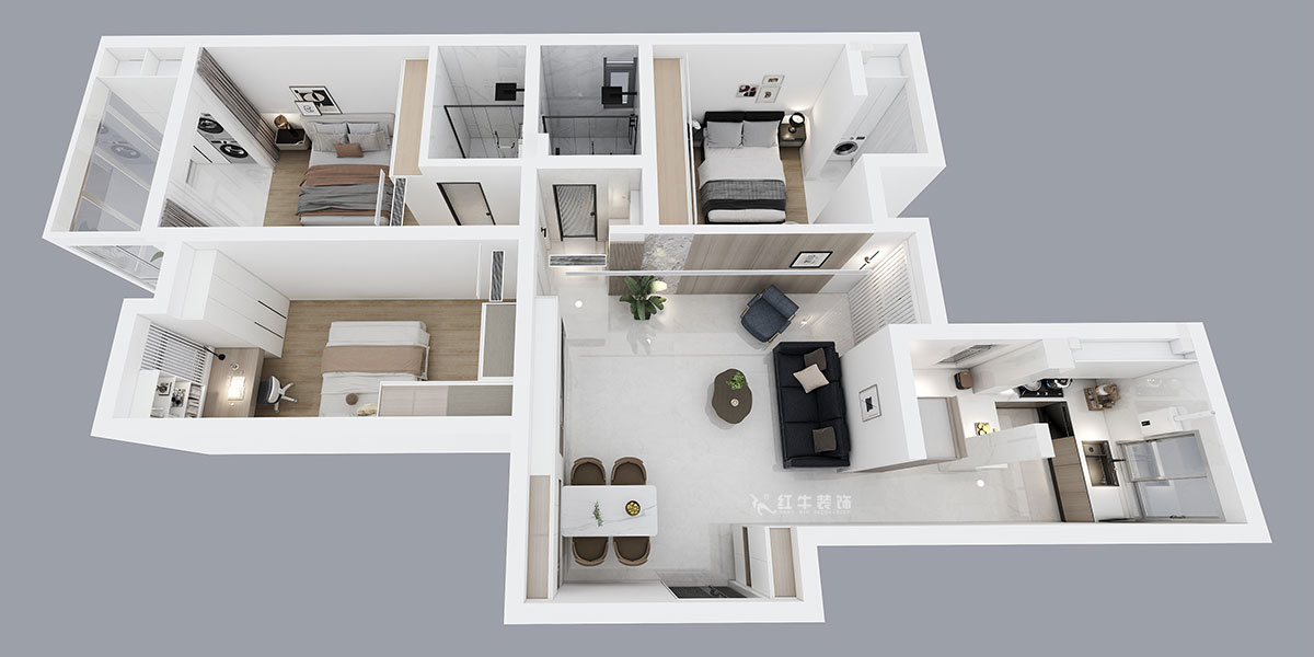 劉萍萍｜正泰大廈2-1506-120㎡-現代簡約風格｜3室2廳1衛(wèi)｜老房裝修｜定制家｜全包18