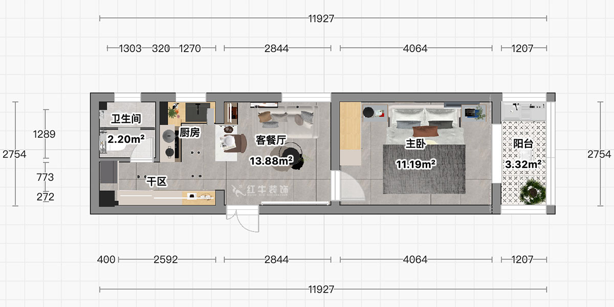 顧娟｜丹鳳新寓2-906-60㎡-現(xiàn)代簡(jiǎn)約風(fēng)格｜1室1廳1衛(wèi)｜舊房裝修｜定制家｜全包10