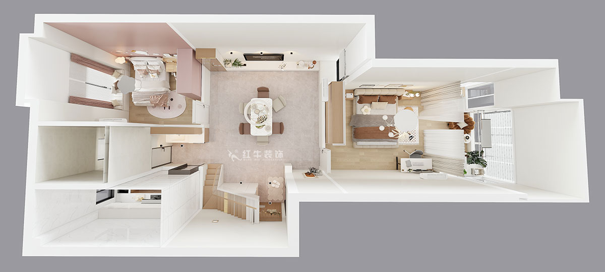 朱明琪｜一品嘉園1-29-606-89㎡-現(xiàn)代簡約風(fēng)格｜2室1廳1衛(wèi)+閣樓｜老房裝修｜定制家｜全包13萬｜00_04鳥瞰圖