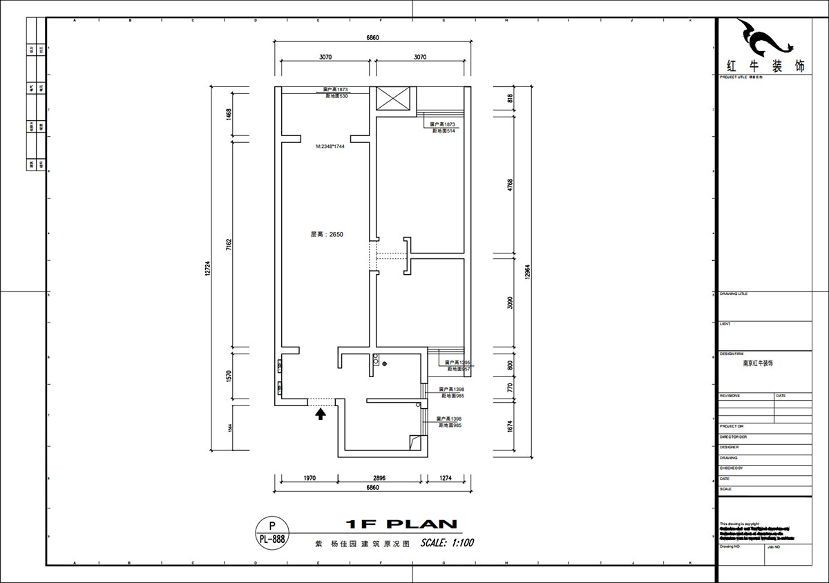 魏明花｜紫楊佳園16-1102-85㎡-現(xiàn)代風格｜2室1廳1衛(wèi)｜二手房裝修｜定制家｜全包10萬｜00_01建筑原況圖
