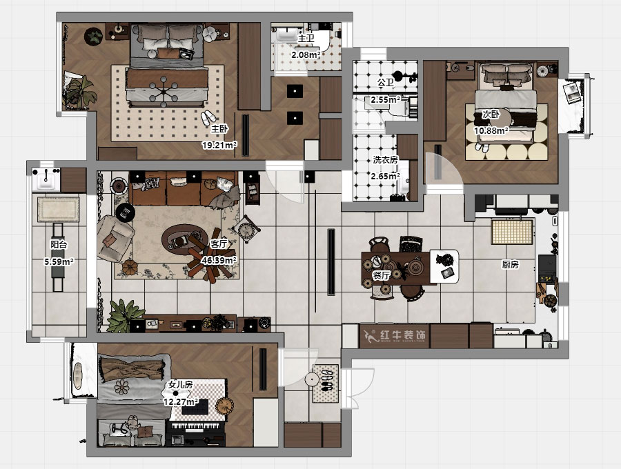 顧娟｜紫金明珠4幢102室-120㎡-復古風｜3室2廳2衛(wèi)｜舊房裝修｜定制家｜全包16