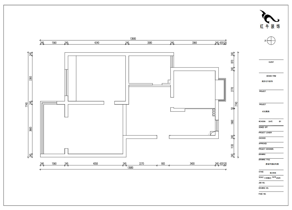 朱明琪｜時光澔韻3-2-902-90㎡-現(xiàn)代中古風｜2室2廳1衛(wèi)｜老房裝修｜定制家｜全包13萬｜00_01原始結構圖