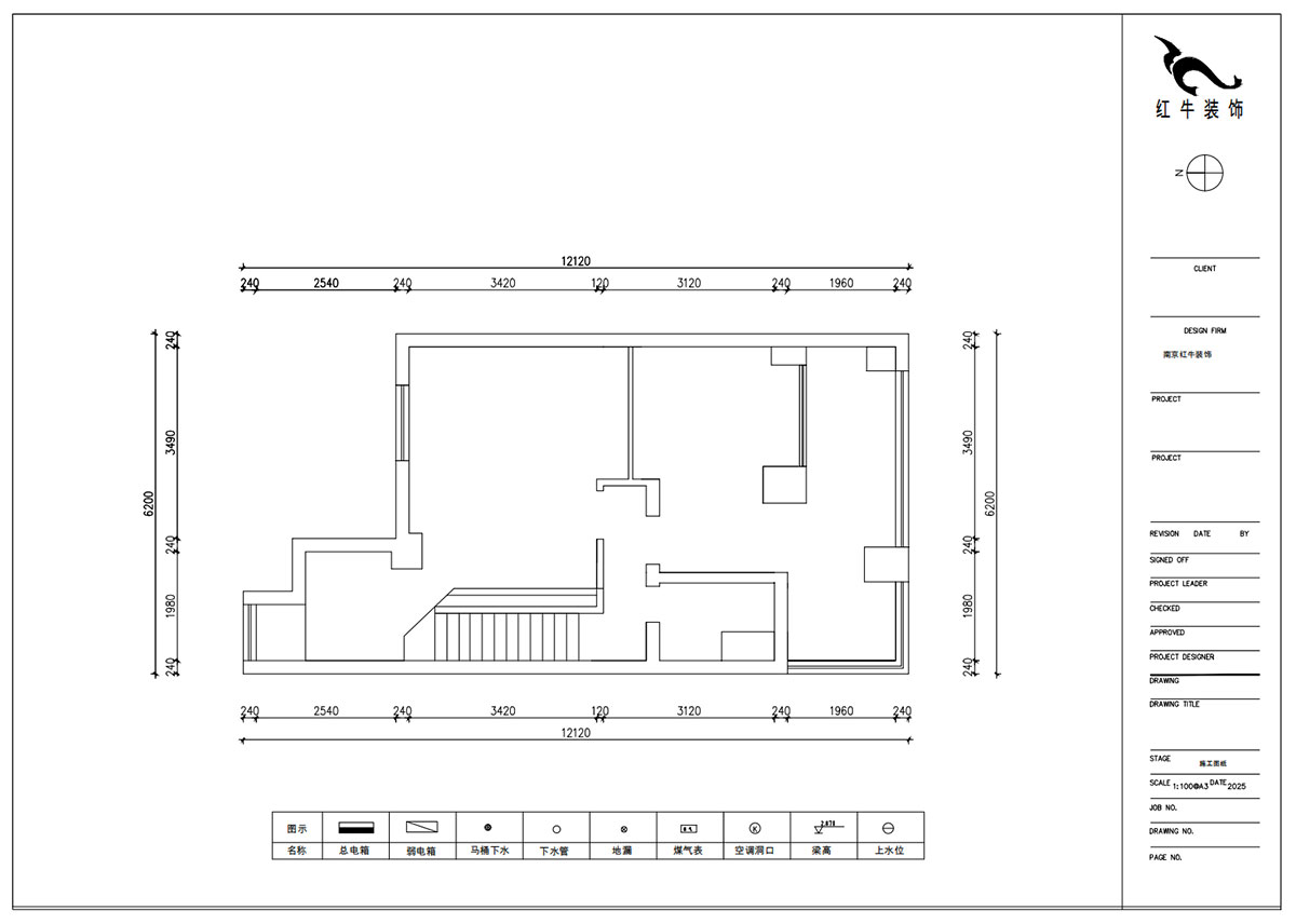 朱明琪｜萊茵鉑郡922室-69㎡-原木風格｜復式｜loft公寓｜2室2廳2衛(wèi)｜老房裝修｜定制家｜全包12萬｜00_03二樓原始結構圖