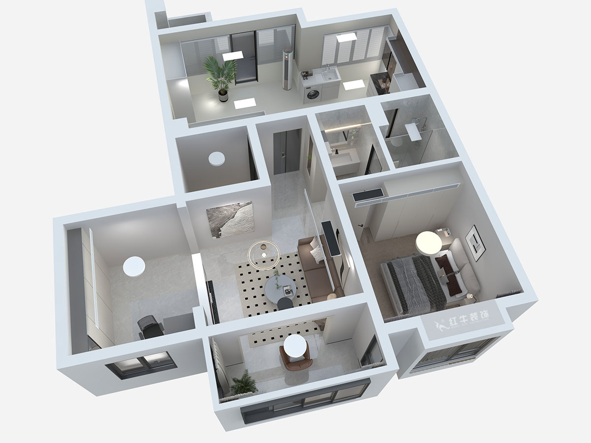 蔣?。汩坷?-3-1101-260㎡-現(xiàn)代簡(jiǎn)約風(fēng)格｜4室3廳2衛(wèi)｜老房裝修｜定制家｜全包29萬｜00_06鳥瞰圖