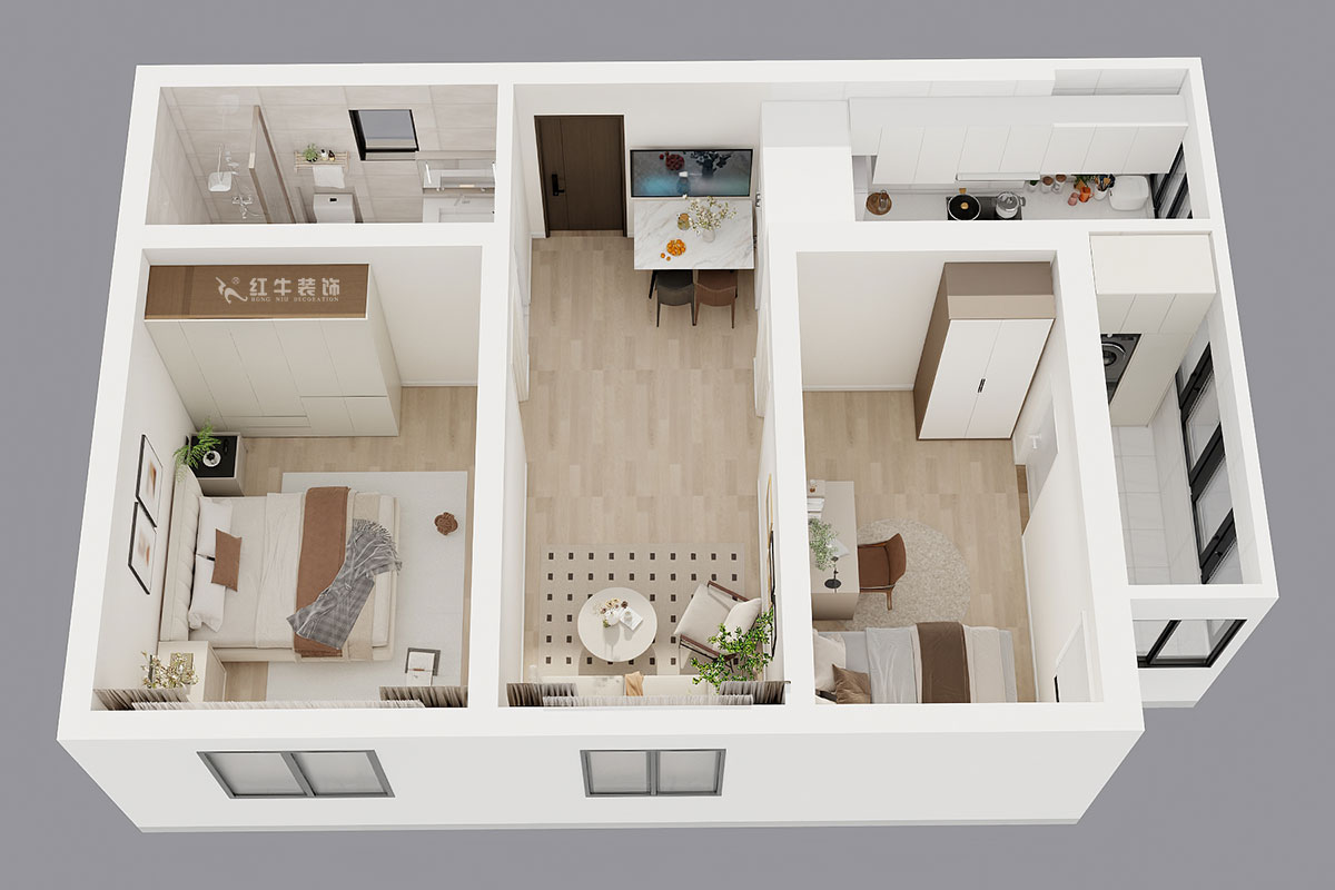 劉曉芳｜青云巷20號201-57㎡-現(xiàn)代風格｜2室2廳1衛(wèi)｜老房裝修｜定制家｜全包8