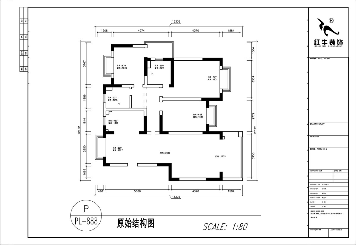 顧娟｜挪威森林13-501-125㎡-中古風(fēng)｜3室2廳2衛(wèi)｜舊房裝修｜定制家｜全包17萬(wàn)｜00_01原始結(jié)構(gòu)圖