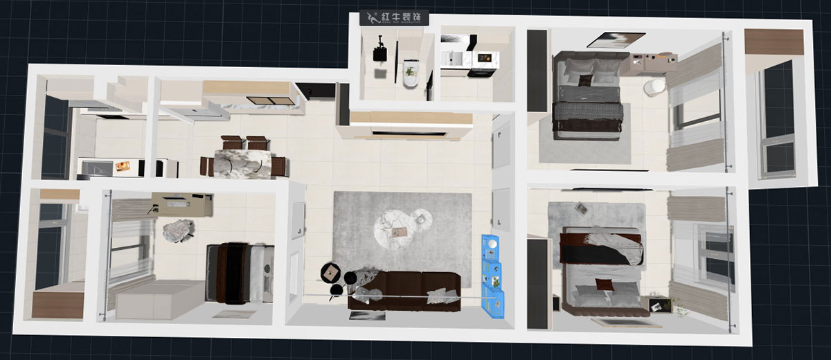 蔣琛｜金舟花園4-3-806-100㎡-現(xiàn)代簡(jiǎn)約風(fēng)格｜3室2廳1衛(wèi)｜老房裝修｜定制家｜全包12萬(wàn)｜00_05鳥(niǎo)瞰圖